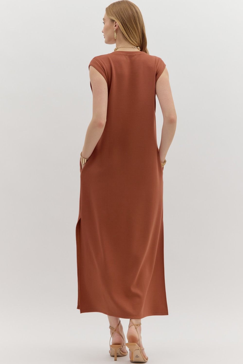 Knit Pullover Dress in Clay