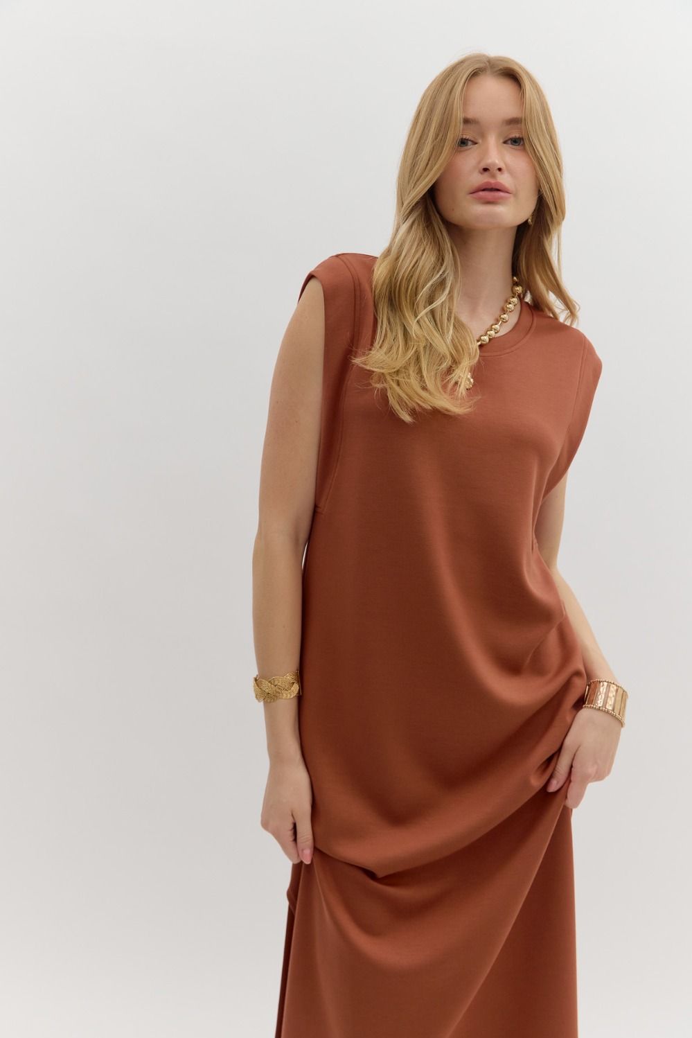 Knit Pullover Dress in Clay