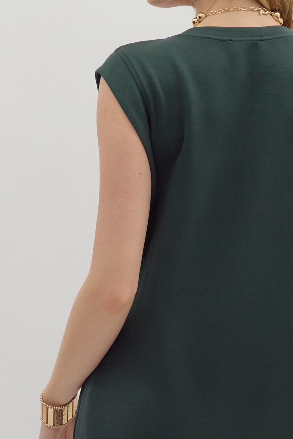 Solid Jersey Knit Pullover Midi Dress in Forest