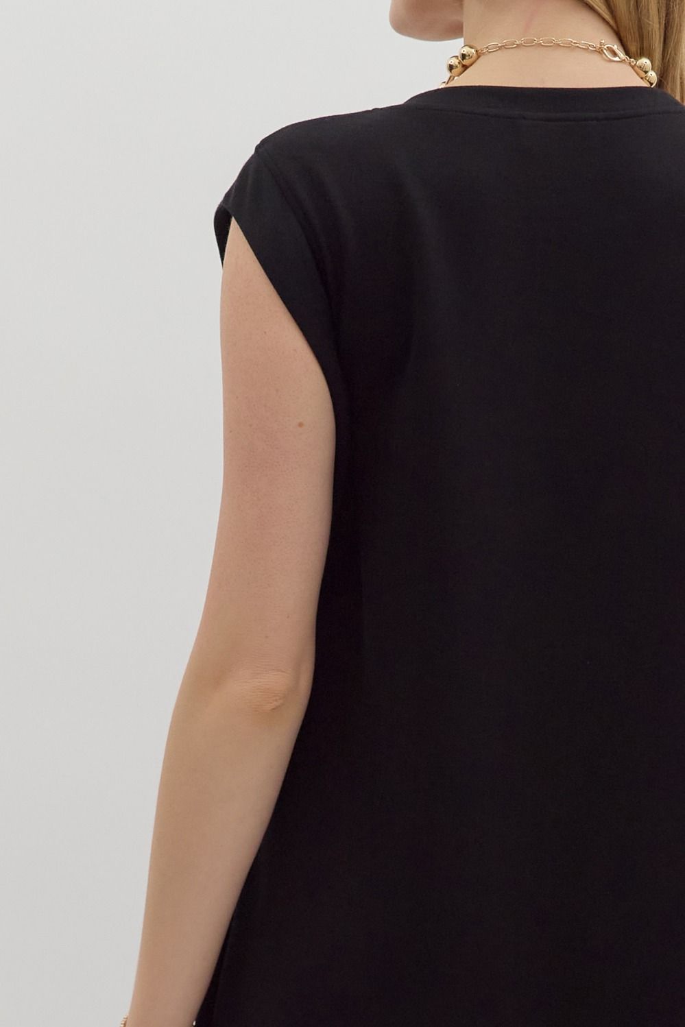 Solid Jersey Knit Pullover Midi Dress in Black