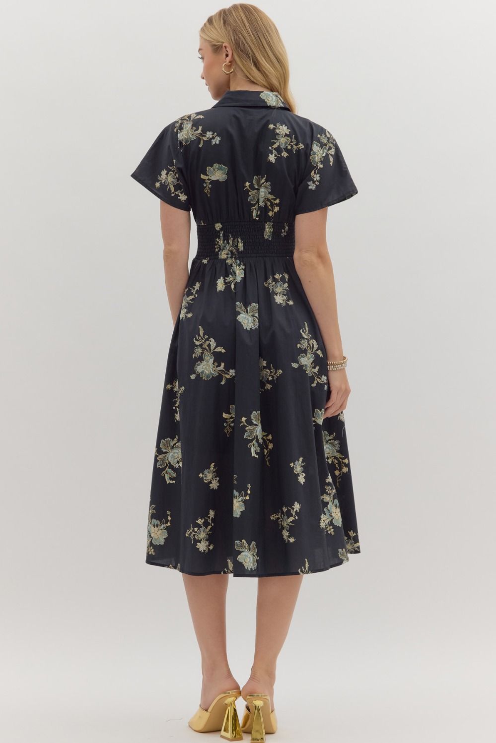 Paisley Print Short Sleeve Midi Dress