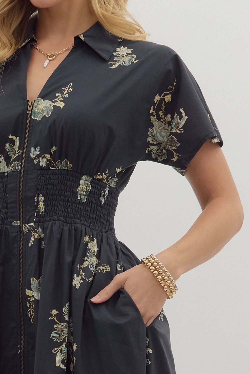 Paisley Print Short Sleeve Midi Dress
