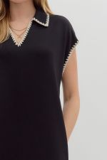 Jersey Maxi Dress with Collar in Black
