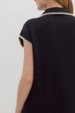 Jersey Maxi Dress with Collar in Black
