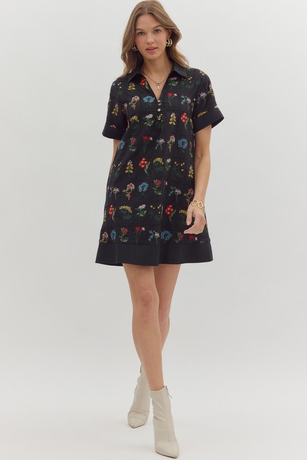 Garden Embroidery Mini Dress