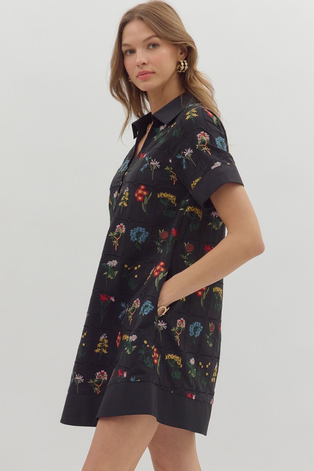 Garden Embroidery Mini Dress