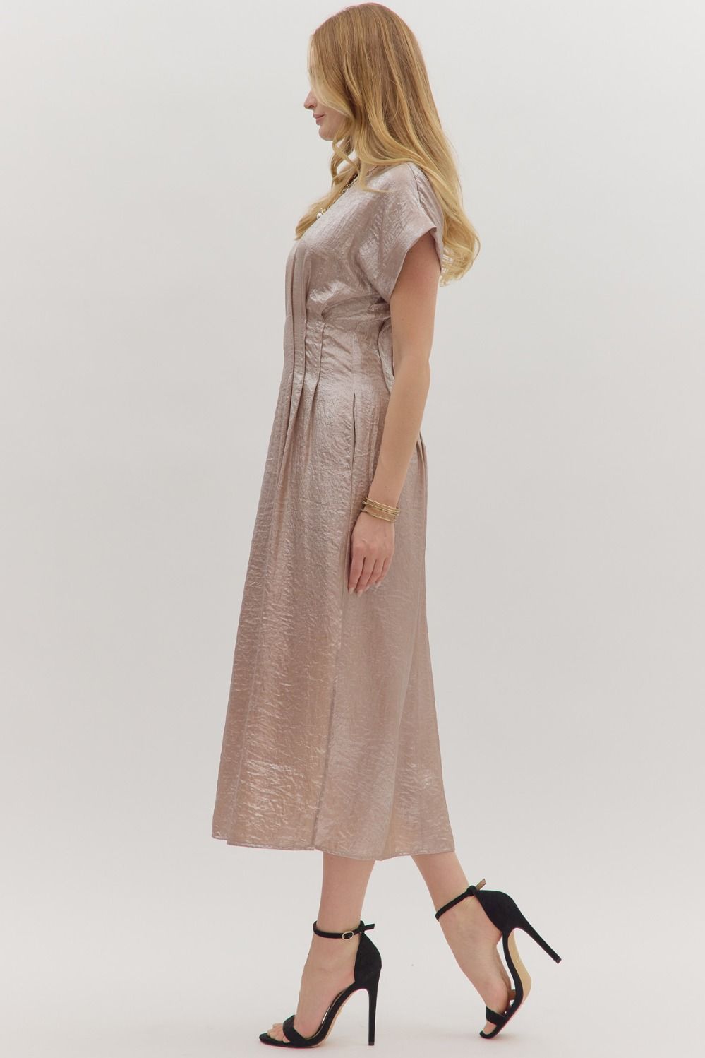 Sleek Midi Dress in Champagne