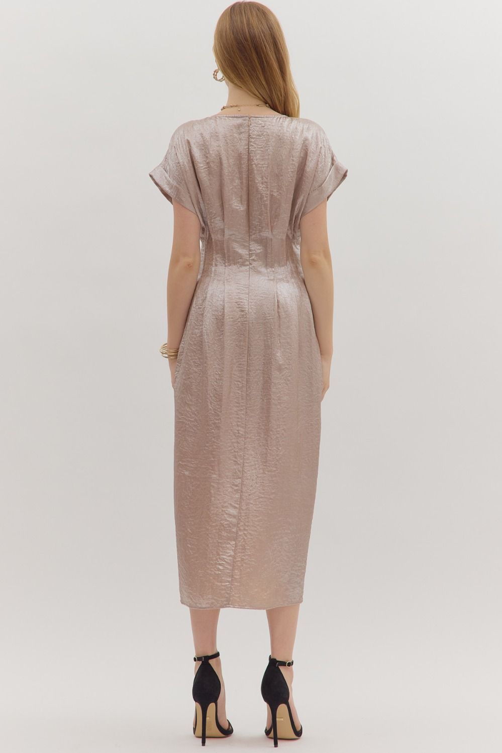 Sleek Midi Dress in Champagne