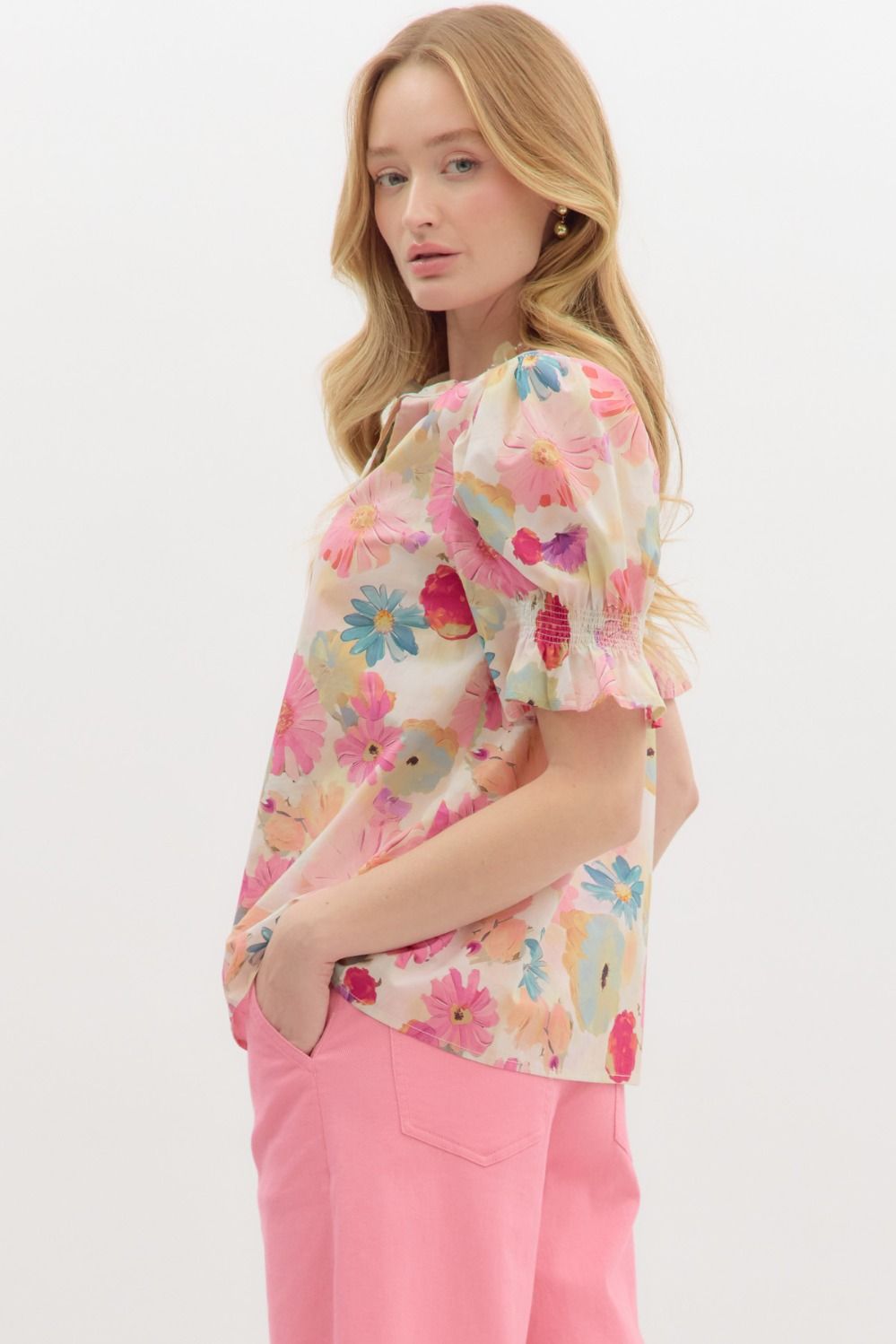 Floral Top in Berry