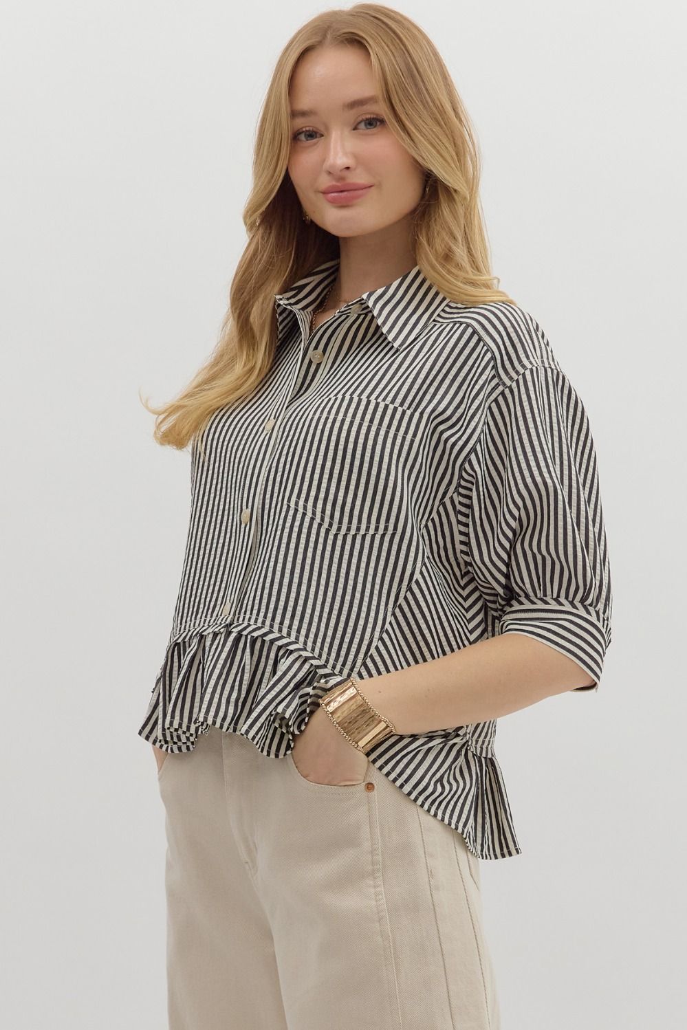 Stripe Ruffle Hem Top