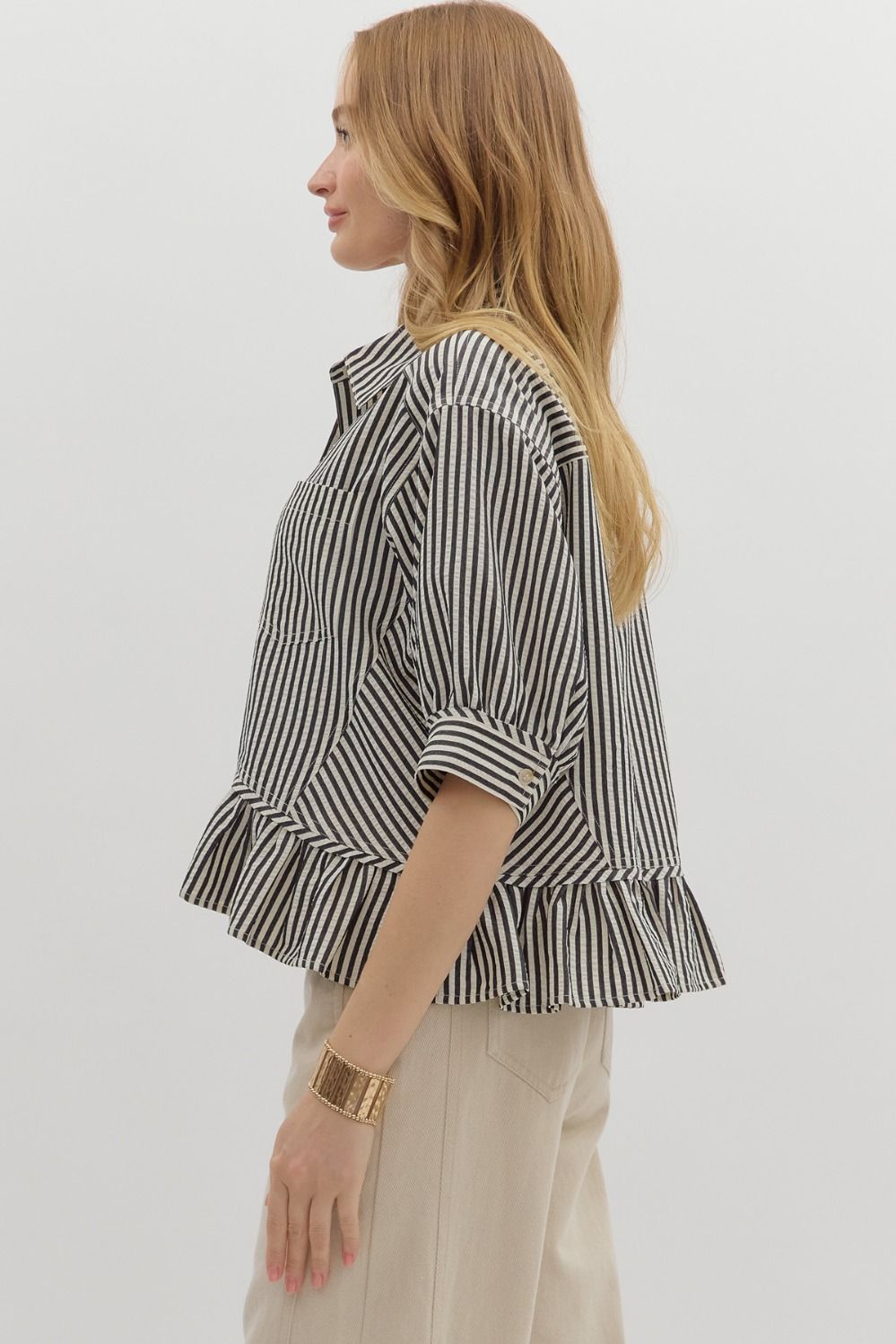 Stripe Ruffle Hem Top