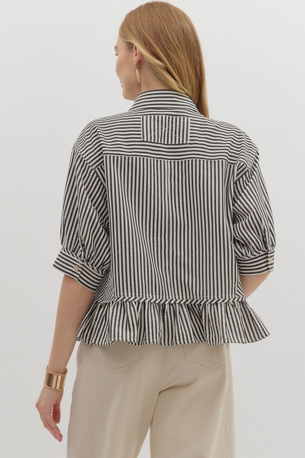 Stripe Ruffle Hem Top