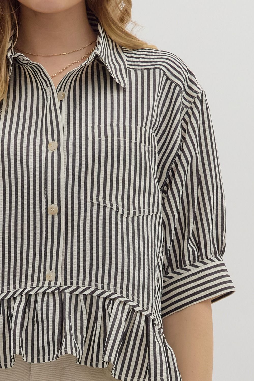 Stripe Ruffle Hem Top
