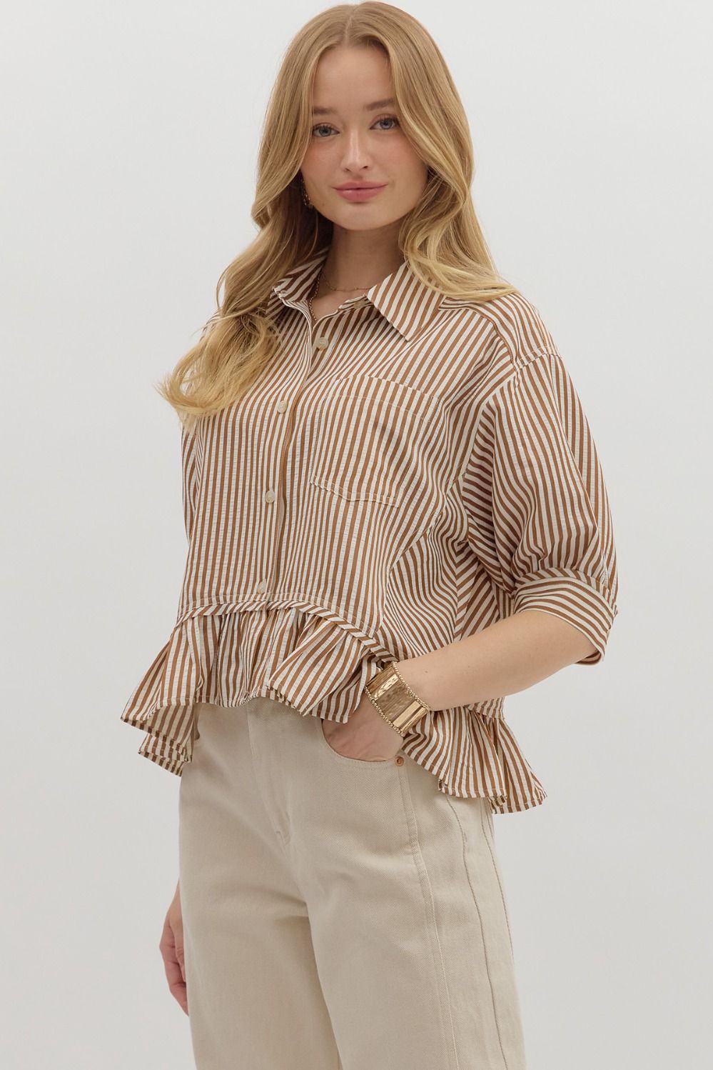 Stripe Ruffle Hem Top