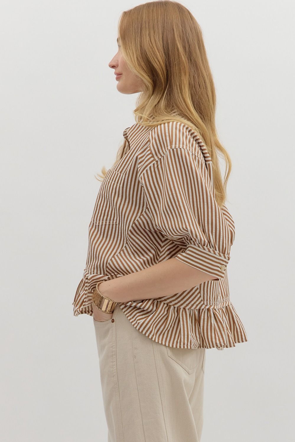 Stripe Ruffle Hem Top