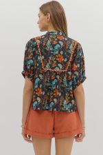 Botanical Print Dolman Sleeve Top