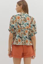 Botanical Print Dolman Sleeve Top