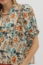 Botanical Print Dolman Sleeve Top