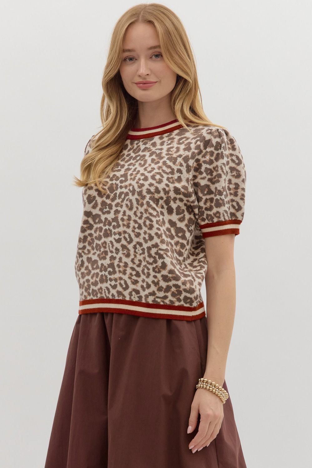 Leopard Puff Sleeve Top
