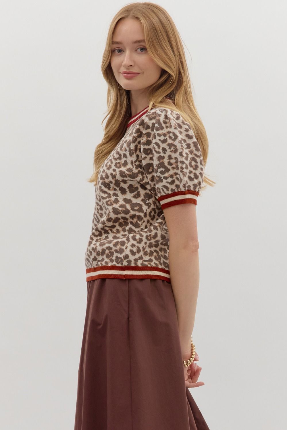 Leopard Puff Sleeve Top