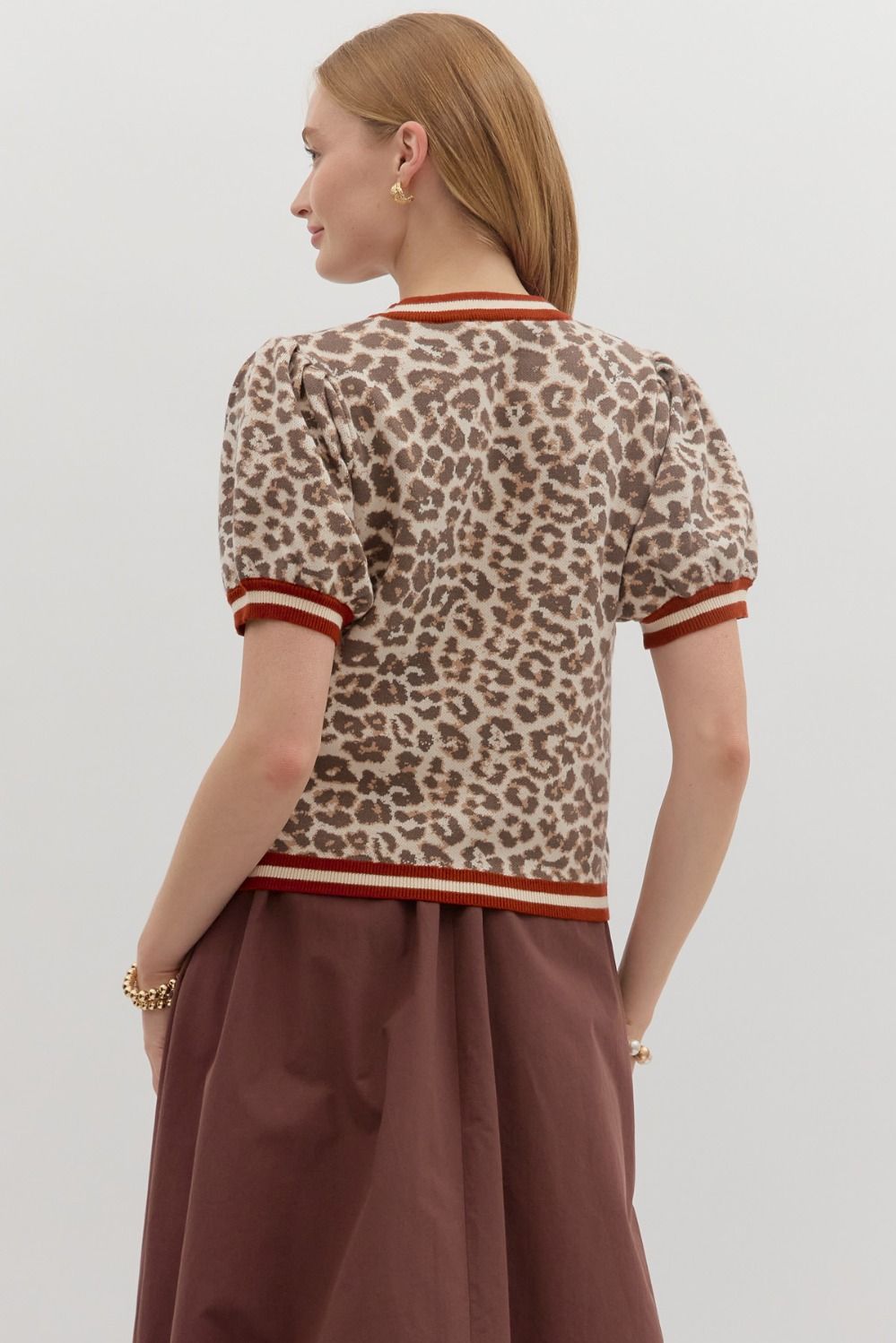 Leopard Puff Sleeve Top