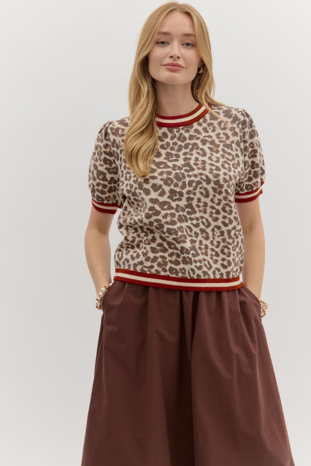 Leopard Puff Sleeve Top