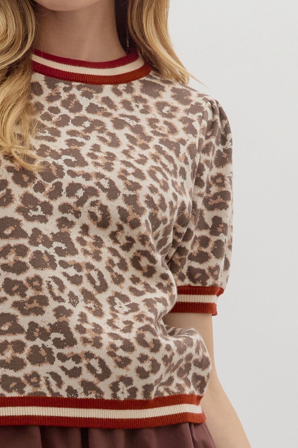 Leopard Puff Sleeve Top