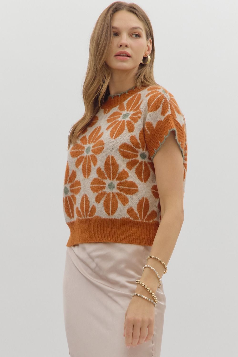 Geo Floral Sweater Top