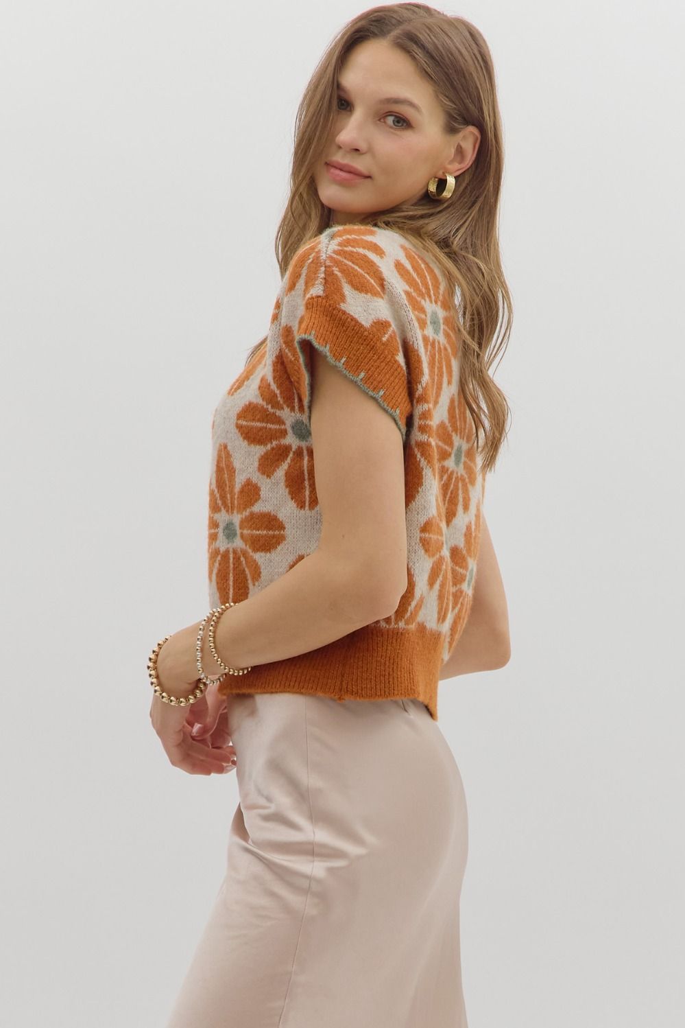Geo Floral Sweater Top