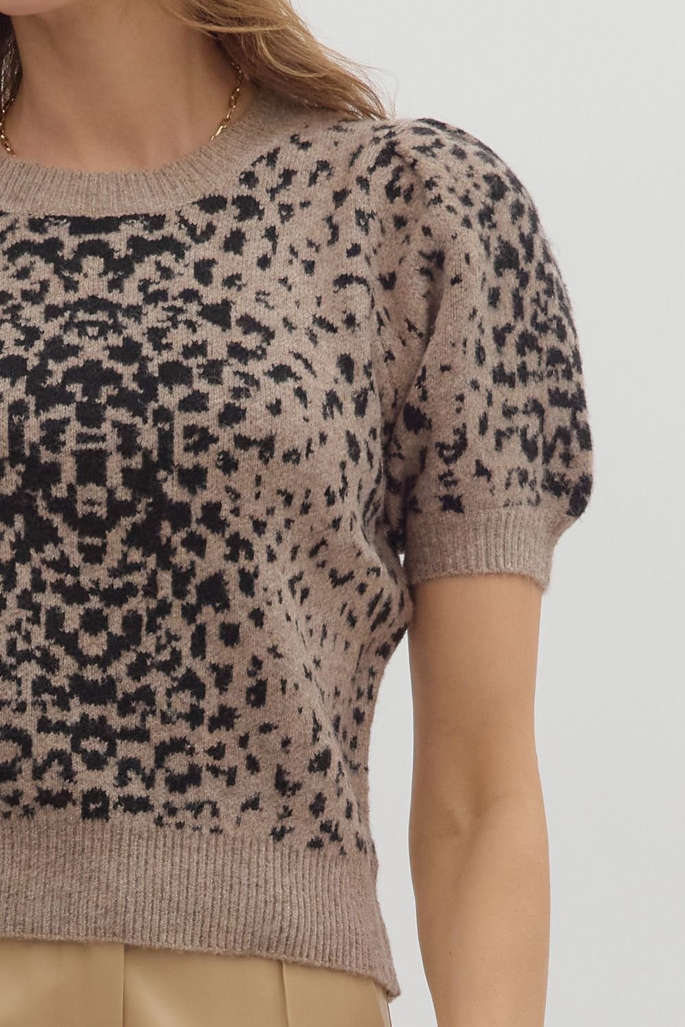 Animal Puff Sleeve Sweater