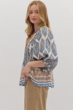 Self-Tie Detail 3/4 Sleeve Top