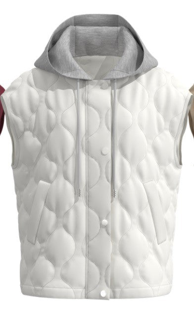 Quilted Drawstring Hooded Vest