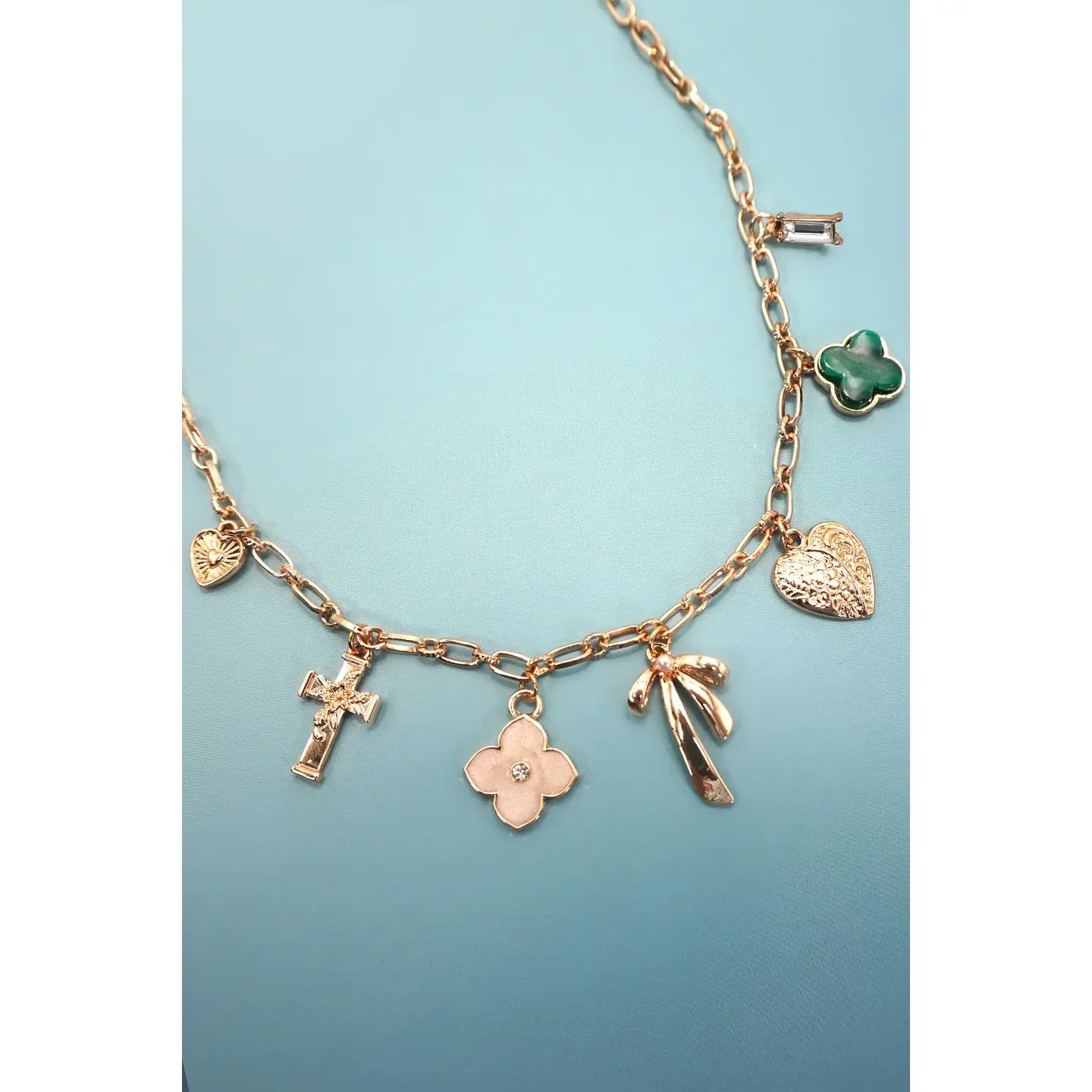 Charm Necklace-Green Clover
