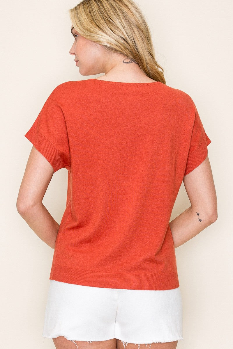 Raw Edge Short Sleeve Top