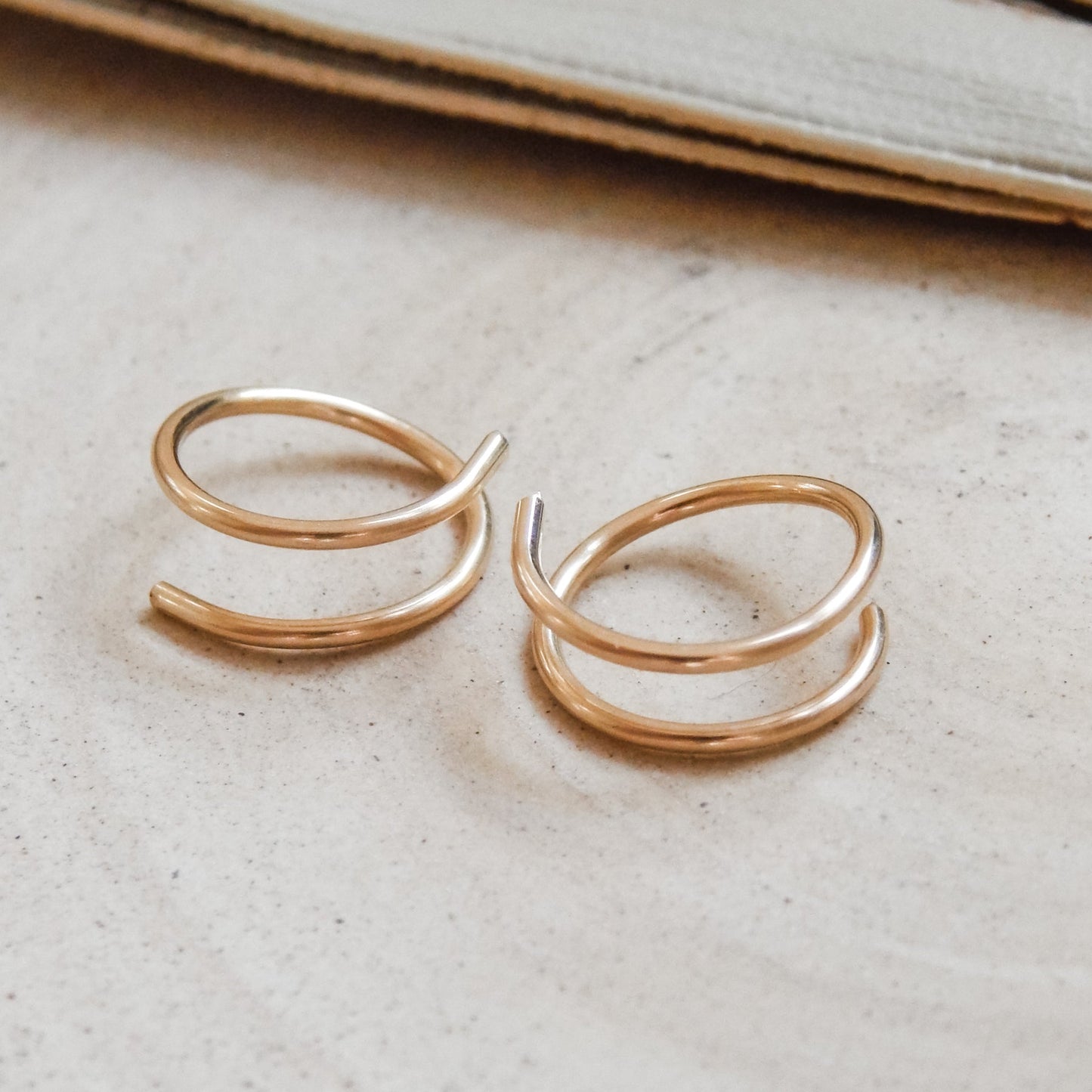 Double Huggie Hoop Earrings in Gold
