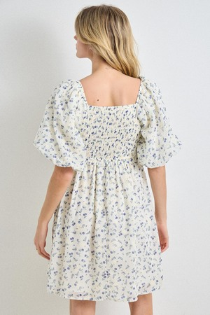 Floral Smock Dress in Blue