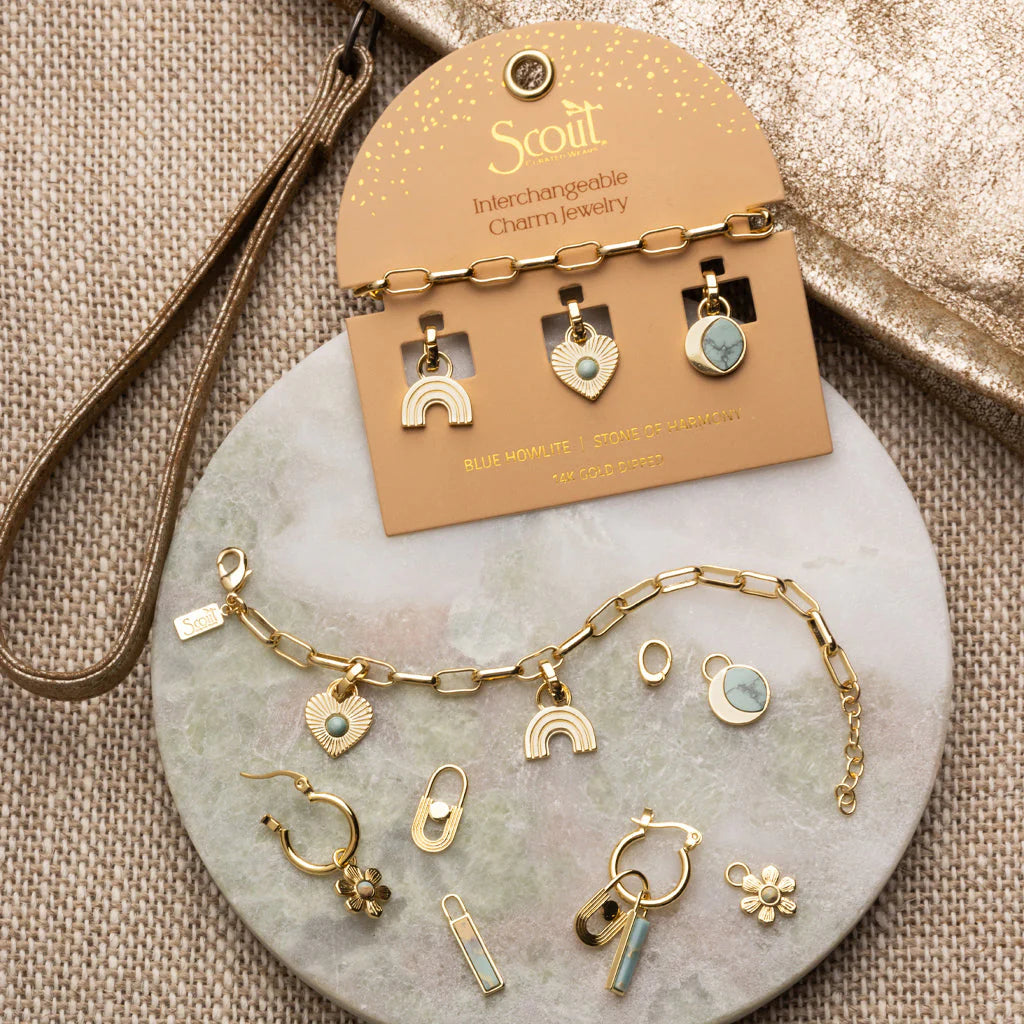 Charm Bracelet - Blue Howlite/Harmony/Gold