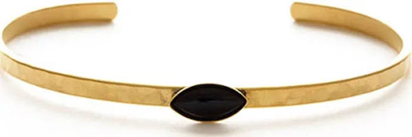 Navette Gemstone Cuff- Onyx