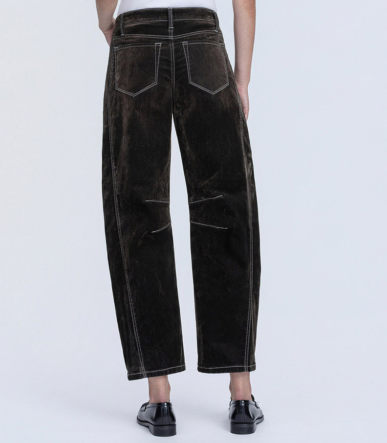 Velvet Stone Flocked Barrel Jeans