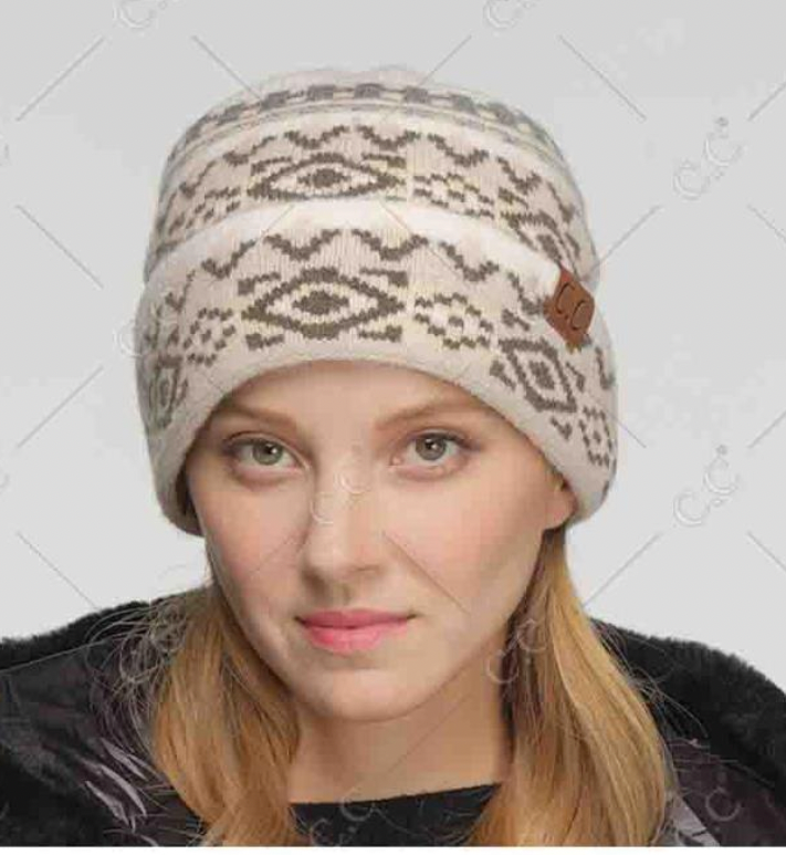 C.C. Aztec Pattern Cuff Beanie
