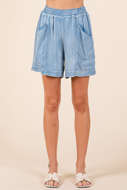 Washed Tencel Chambray Shorts