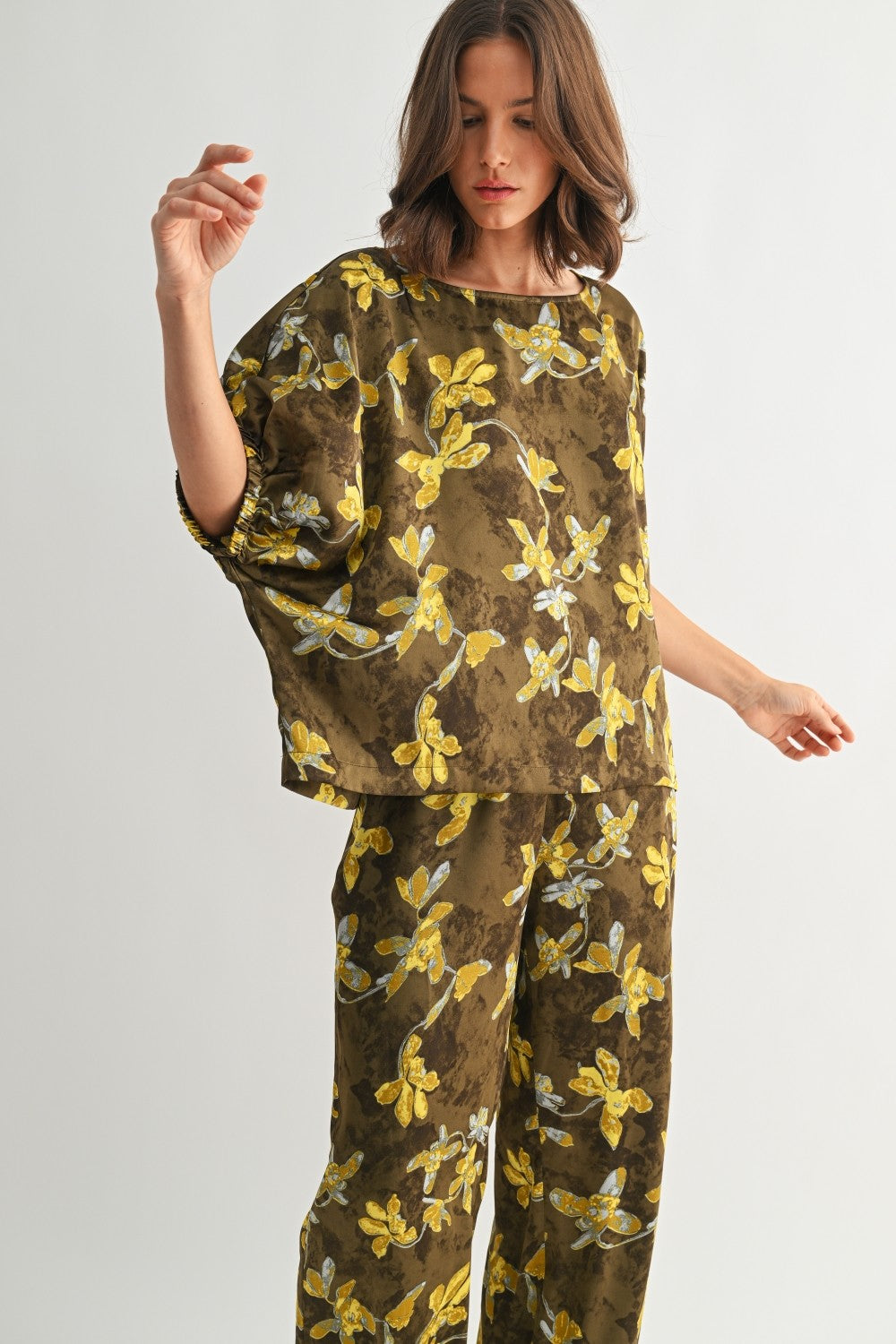 Flower Print Dolman Top
