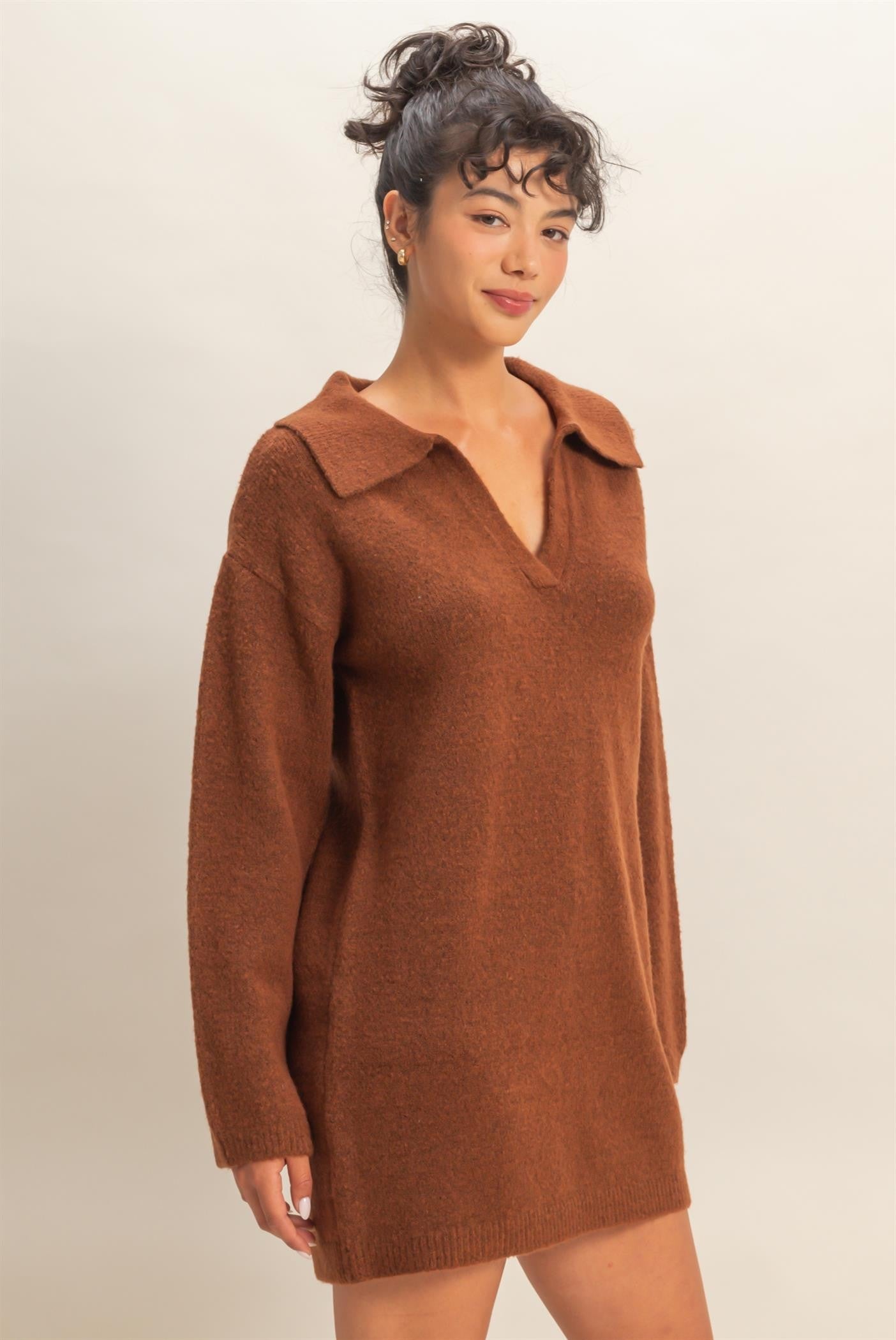 Sophisticated Polo Long Sleeve Sweater Dress