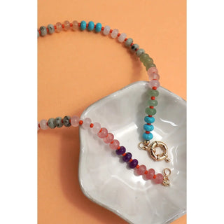 Natural Agate Bead Necklace Charm Clasp