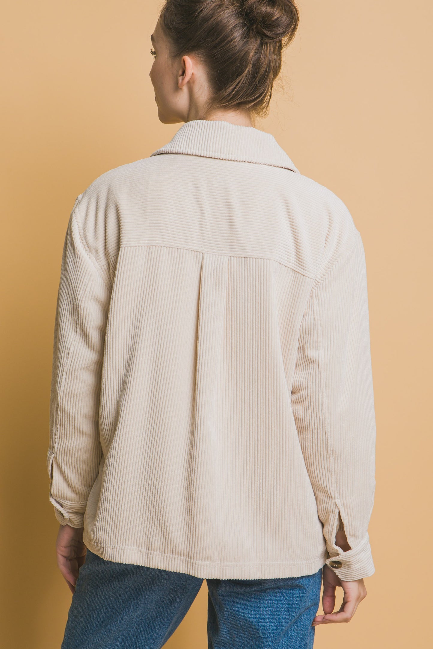 Corduroy Sherpa Lined Jacket in Cream