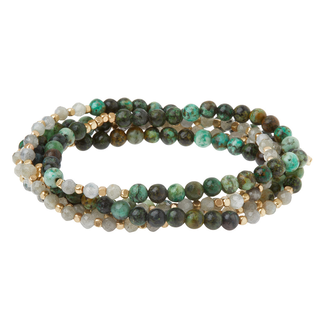Stone Duo Wrap Bracelet - Labradorite & African Turquoise