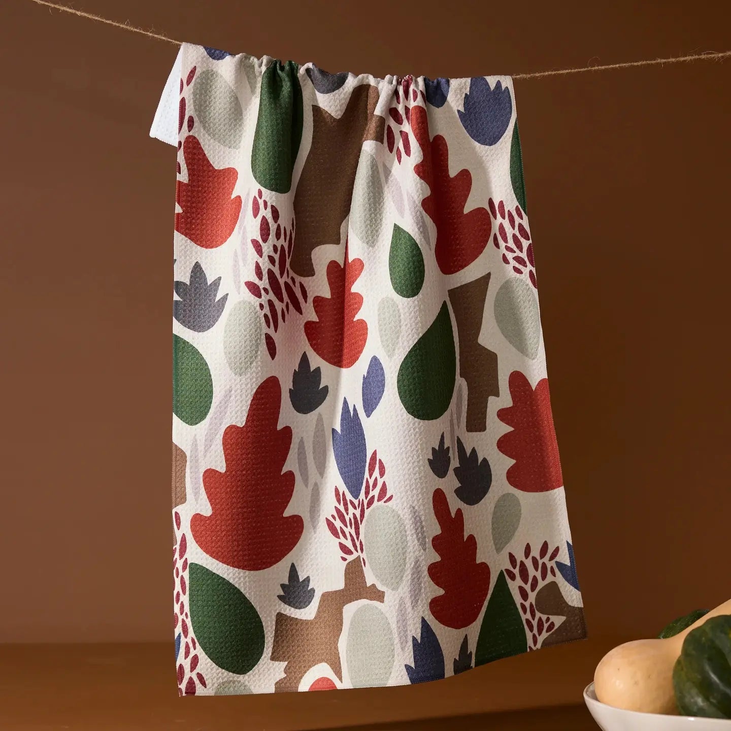 Cut Paper Leaves Cream Tea Towel