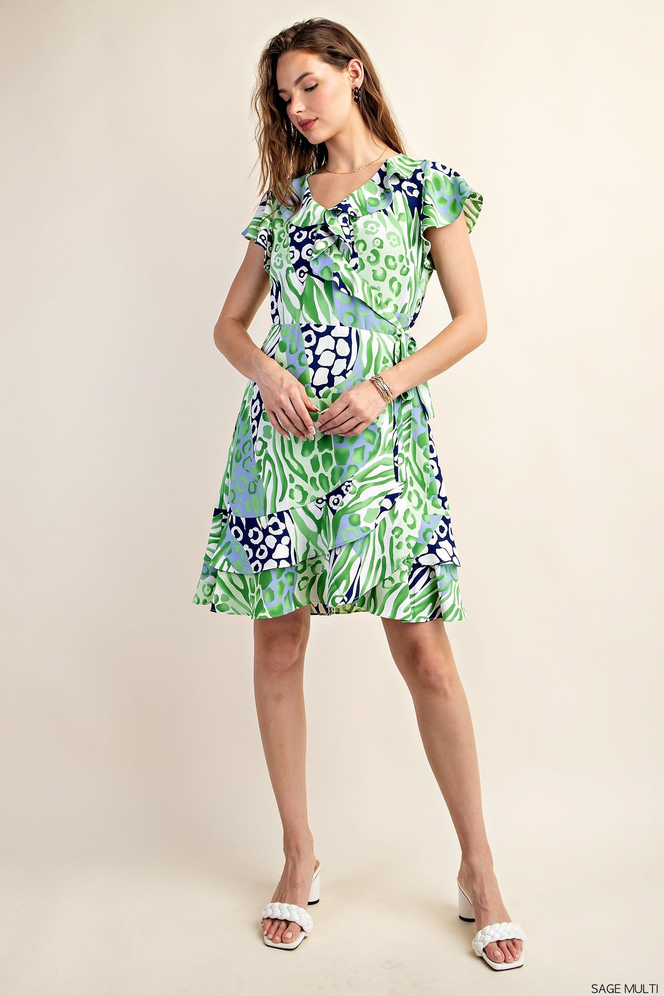 The Paige Wrap Dress in Navy Multi