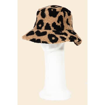 Leopard Print Sherpa Bucket Hat