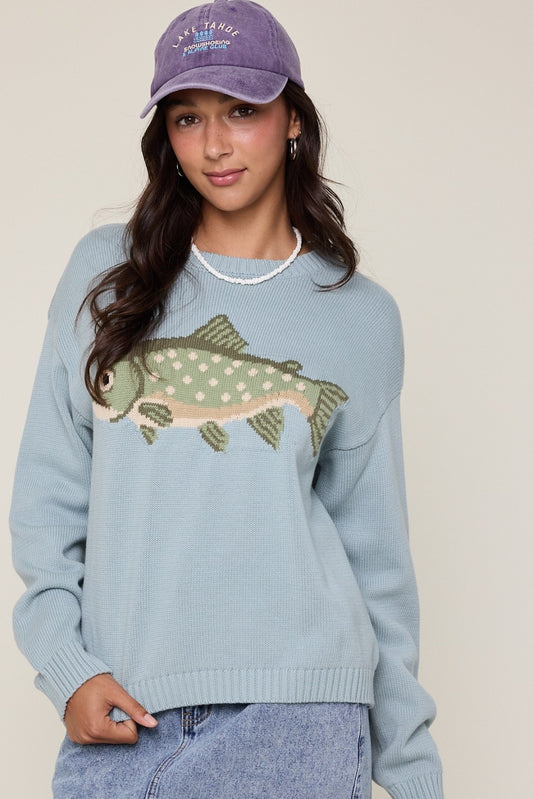 Fish Applique Sweater
